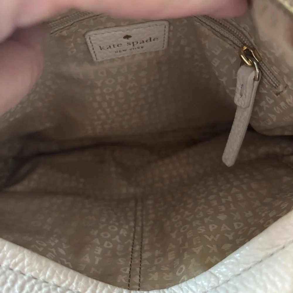 kate spade Cream Pebbled Leather Shoulder Crossbody Bag with Front Pocket